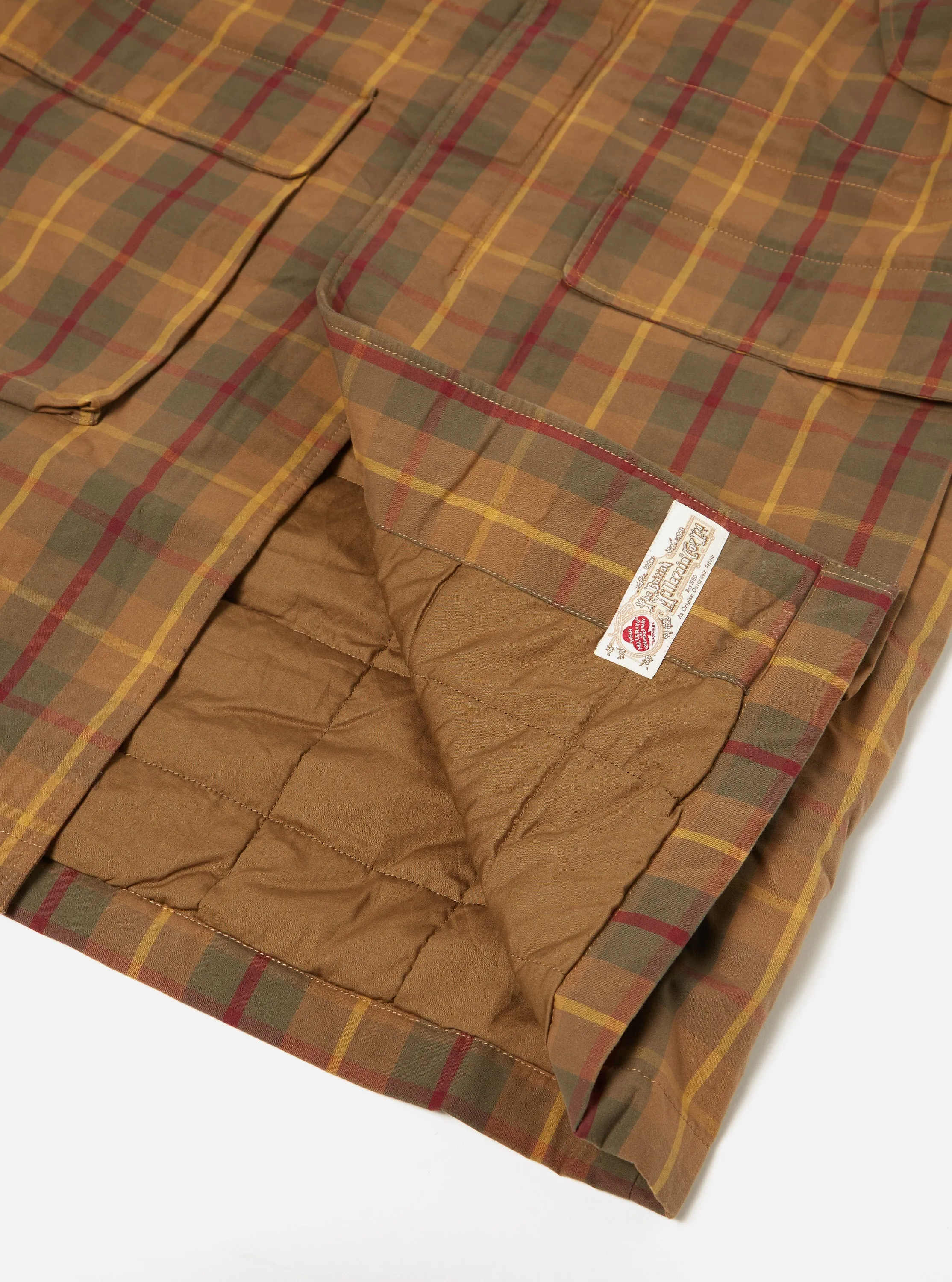 Universal Works Hebrides Parka in Cinnamon British Drywax Check