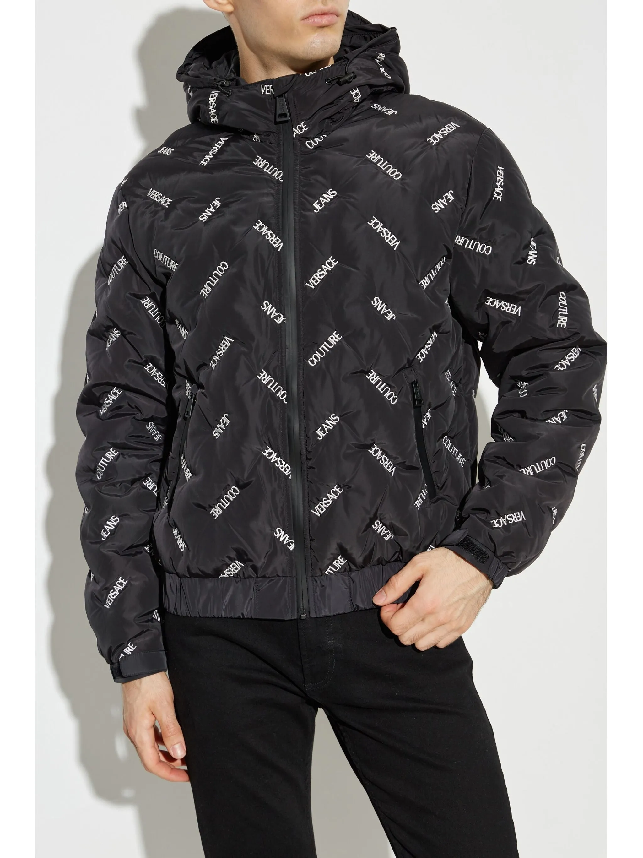 VERSACE JEANS COUTURE LOGO-PRINT PUFFER JACKET