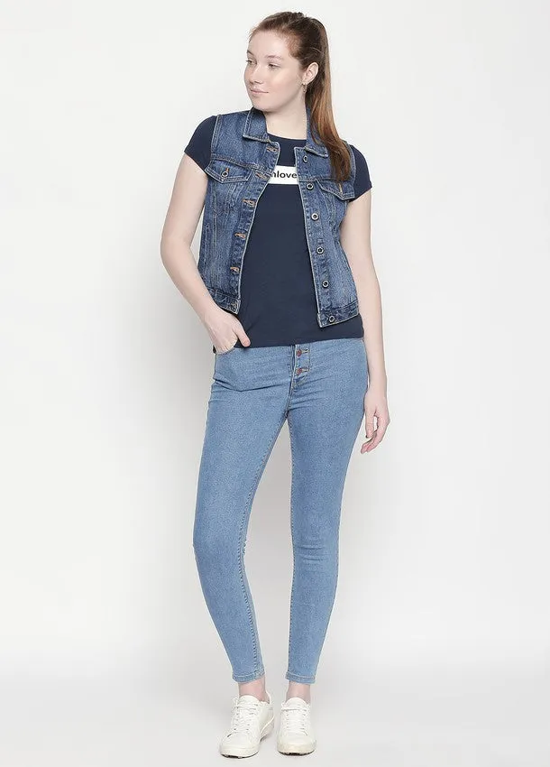 Vienna High Waist Jeans With Four Buttons