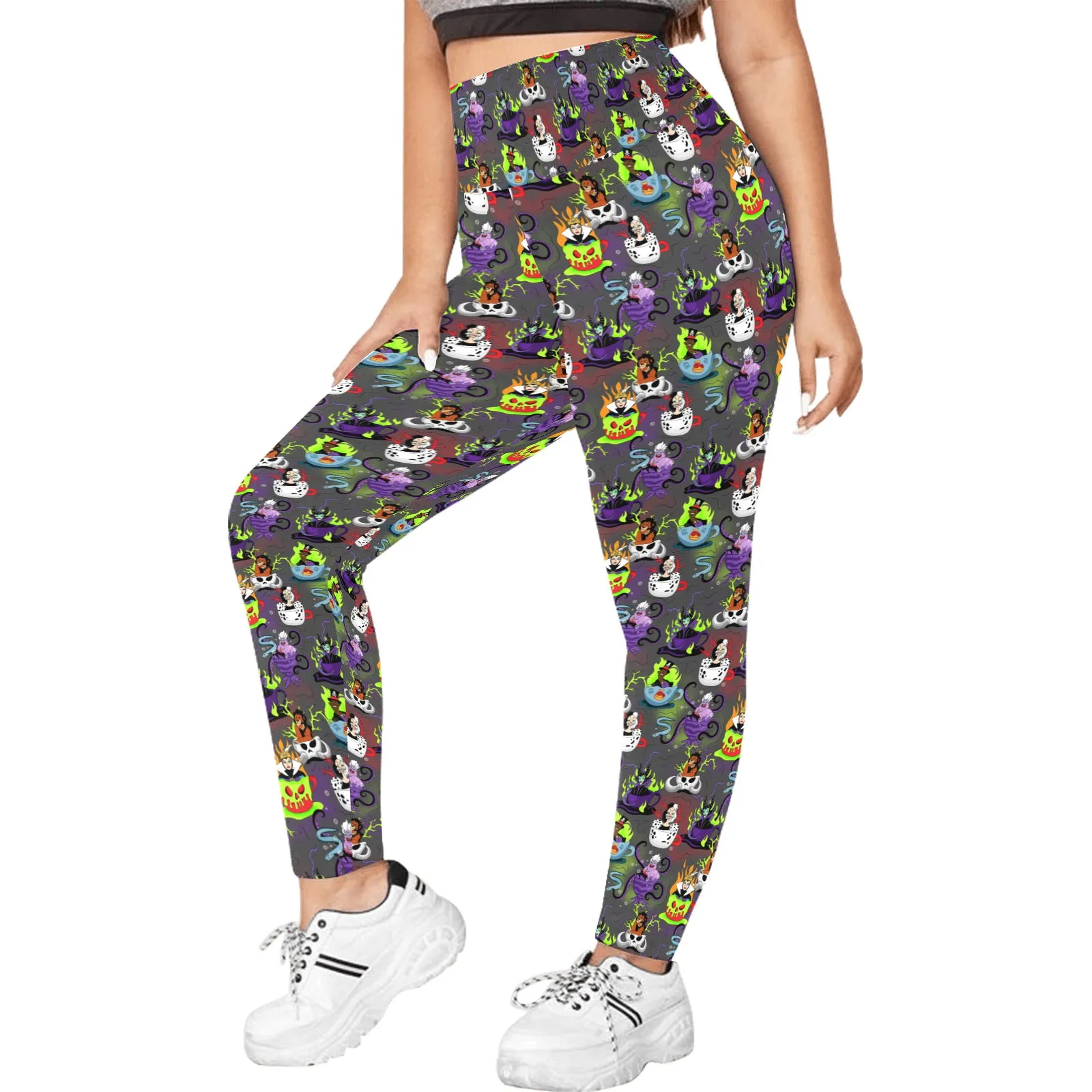 Villains Tea Cups Women's Plus Size Athletic Leggings