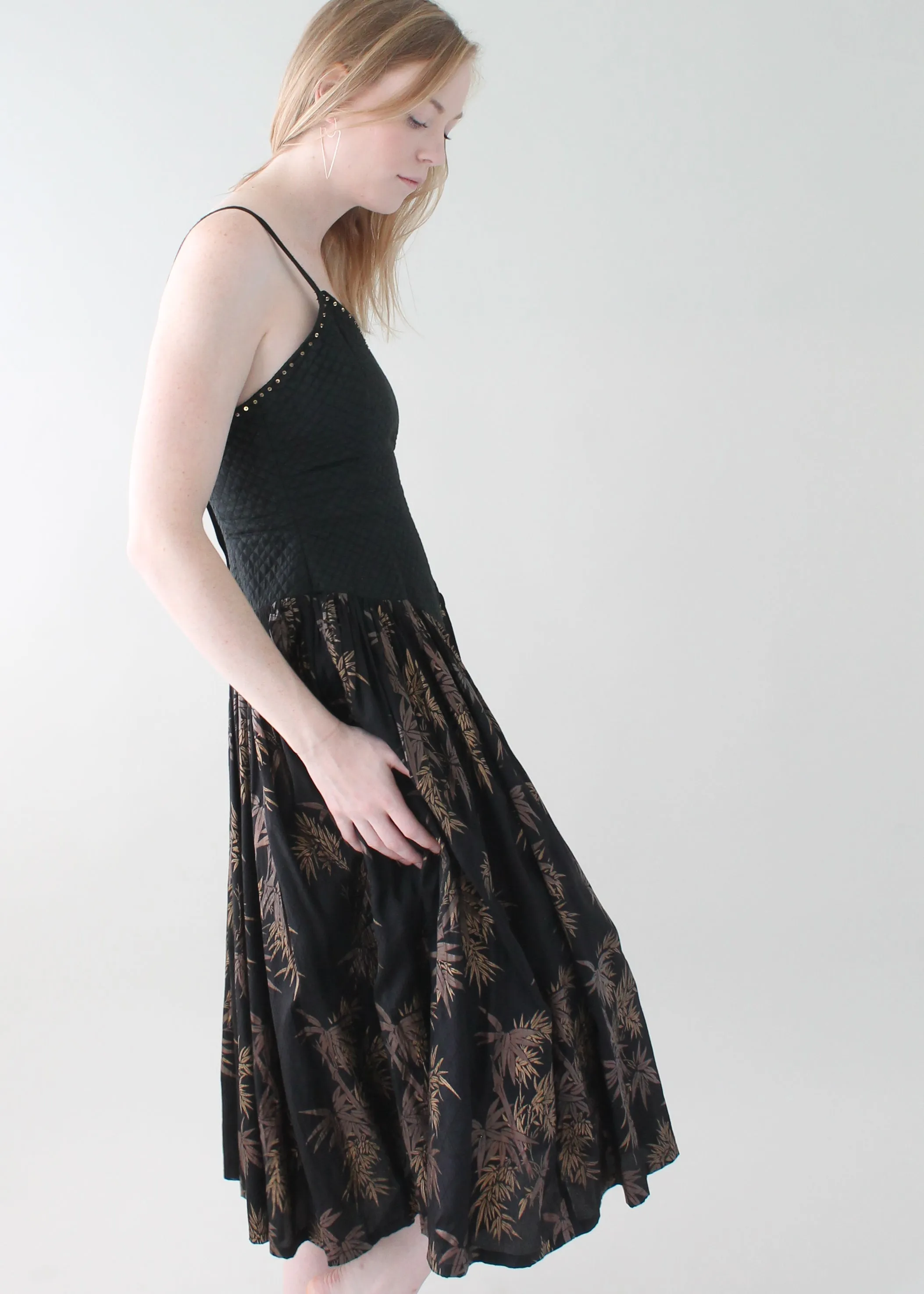 Vintage 1970s Black and Gold Sundress