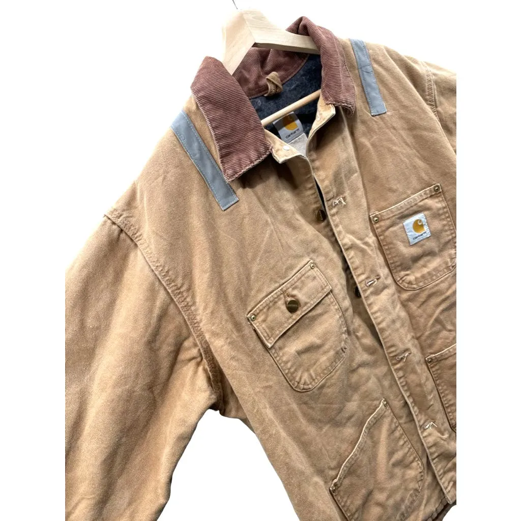 Vintage 1990's Carhartt Blanket Lined Tan Construction Chore Jacket