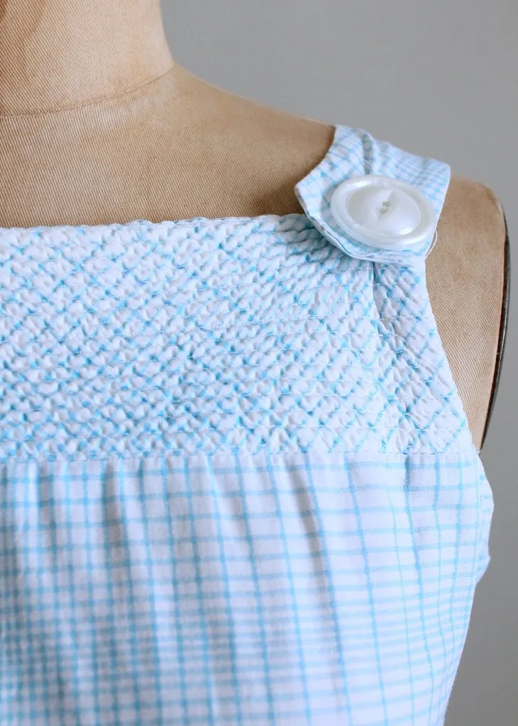 Vintage Early 1960s Graph Paper Cotton Sundress