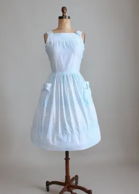 Vintage Early 1960s Graph Paper Cotton Sundress