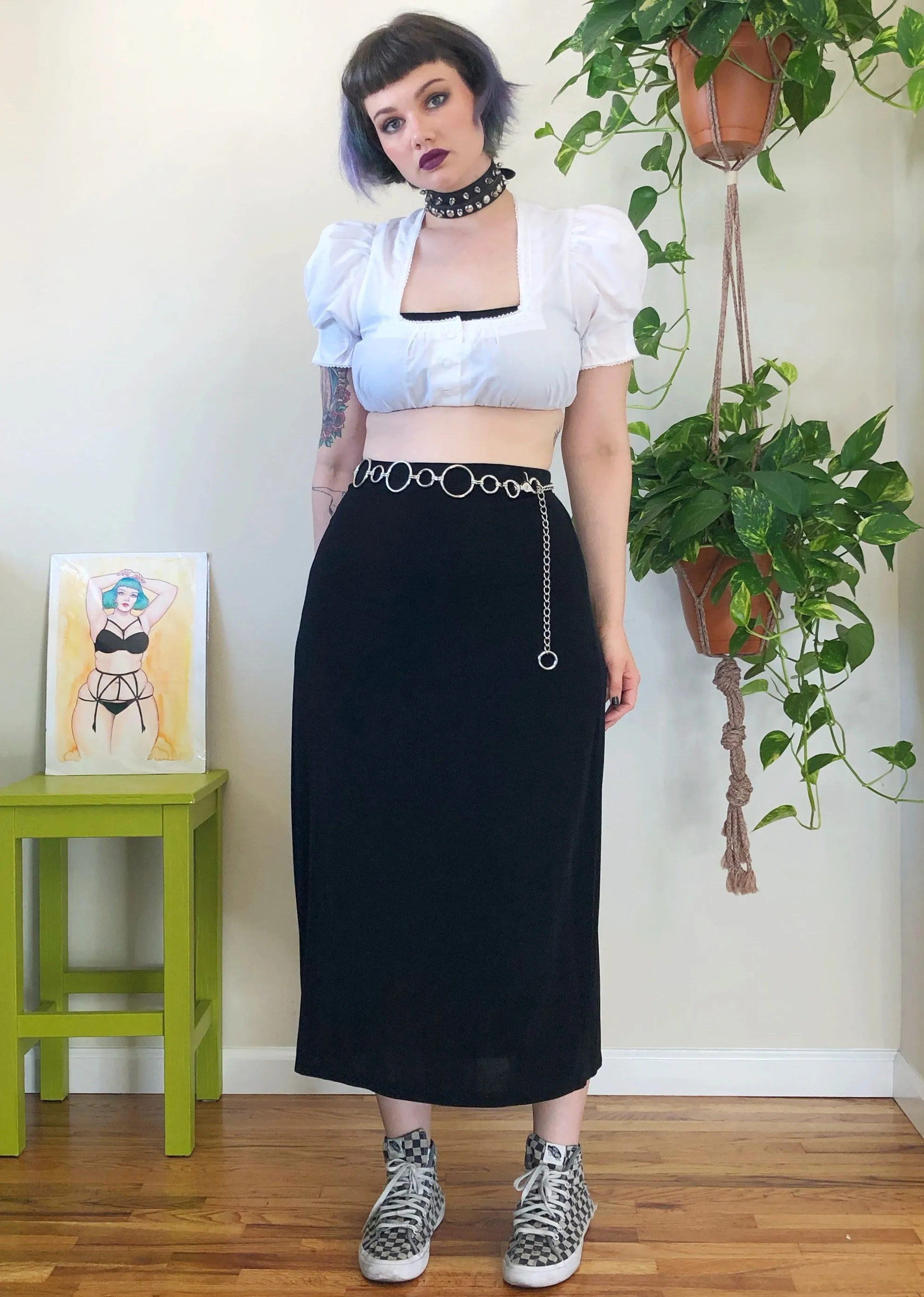 Vintage Slinky Black Maxi Skirt - 3X/4X/5X