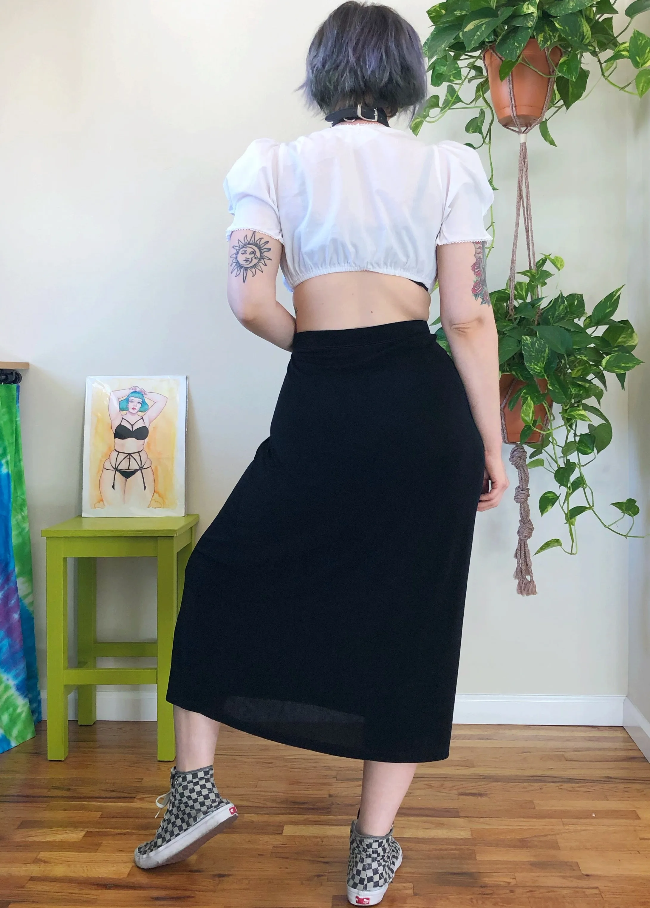 Vintage Slinky Black Maxi Skirt - 3X/4X/5X