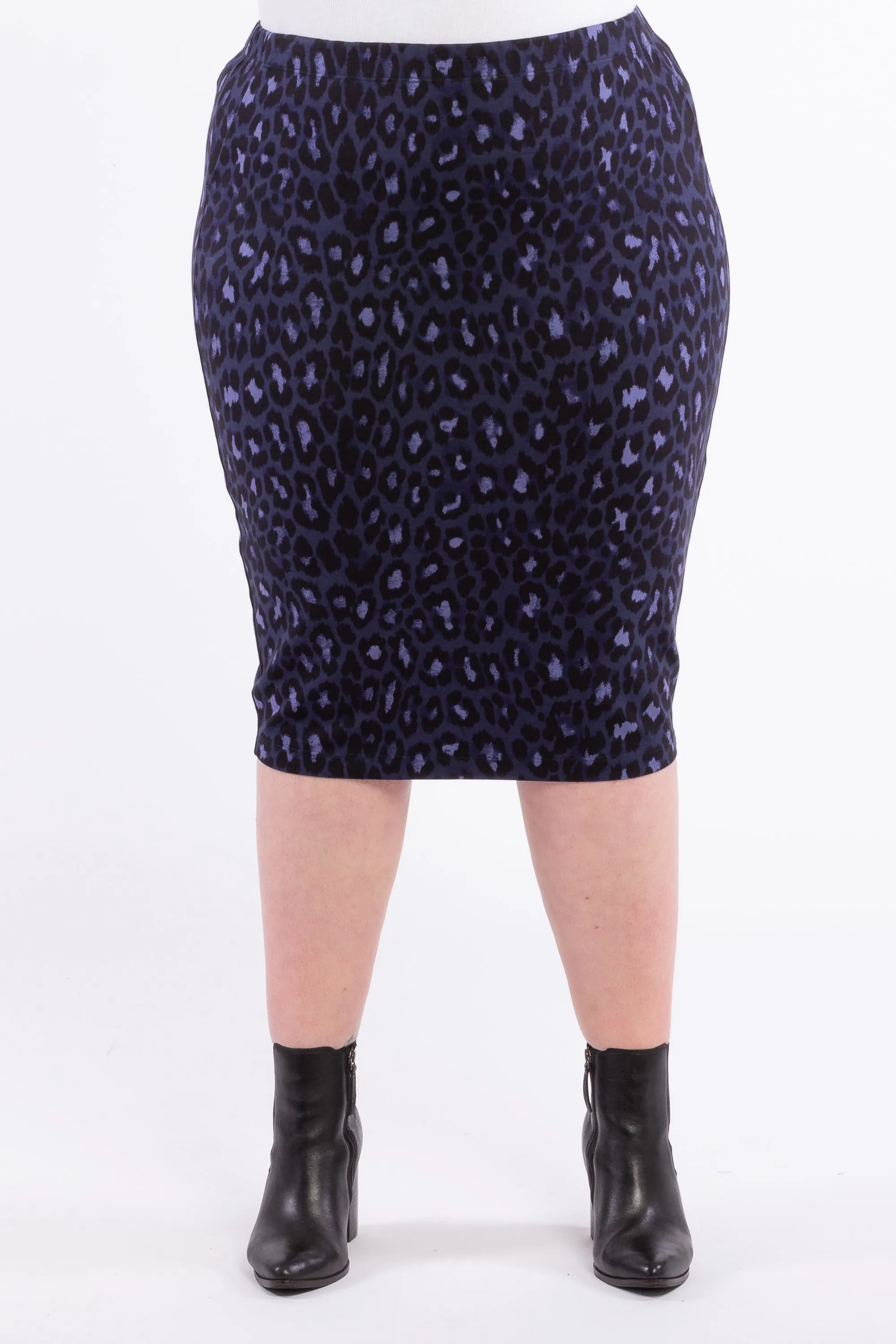 Wild Thing Pencil Skirt - Blue Animal - LAST ONE - SIZE XL (24/26)