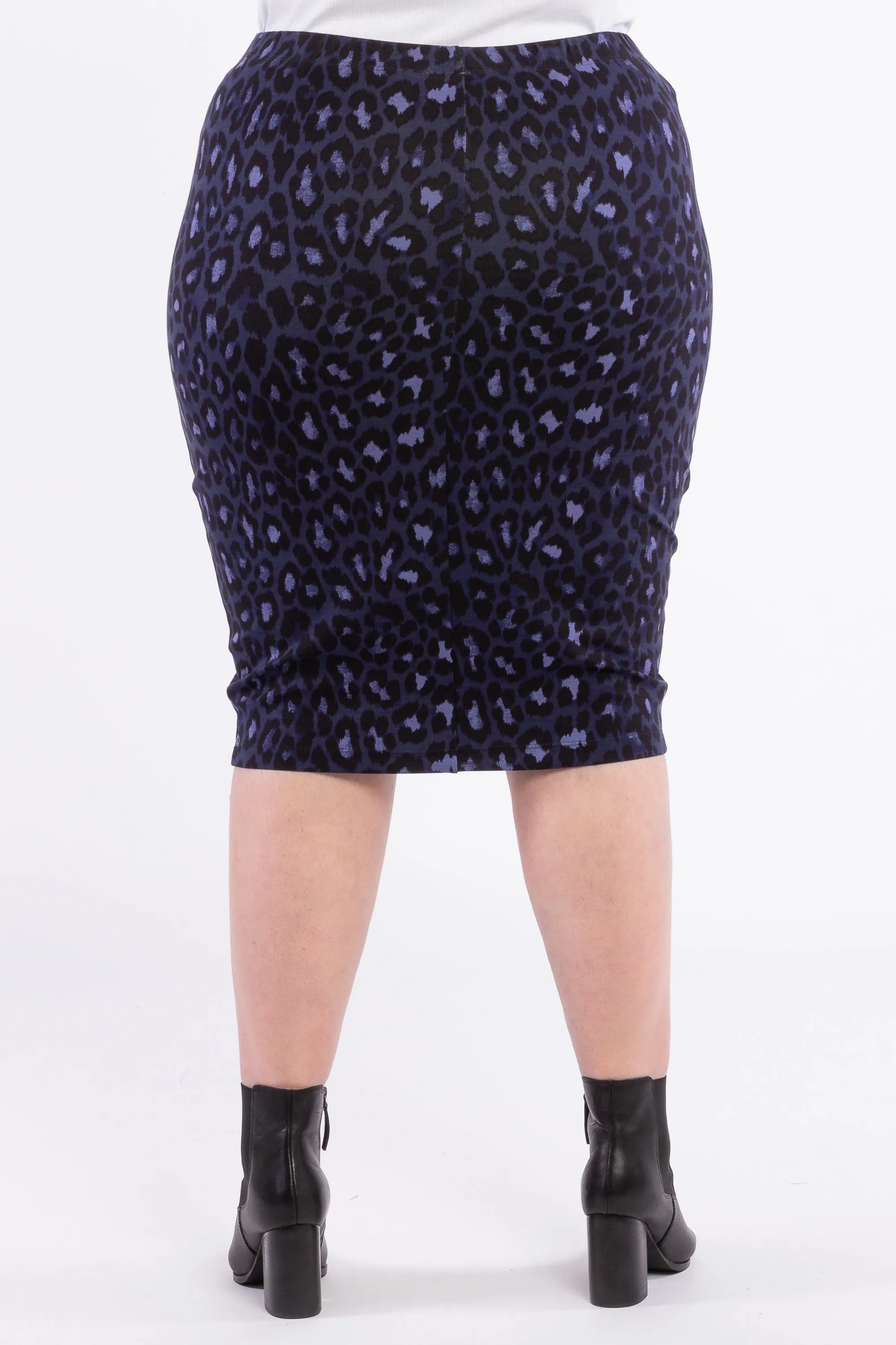 Wild Thing Pencil Skirt - Blue Animal - LAST ONE - SIZE XL (24/26)