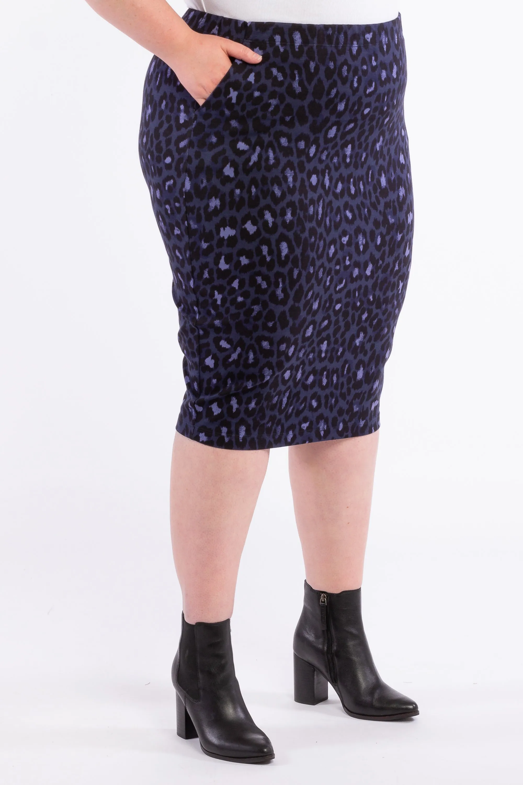 Wild Thing Pencil Skirt - Blue Animal - LAST ONE - SIZE XL (24/26)