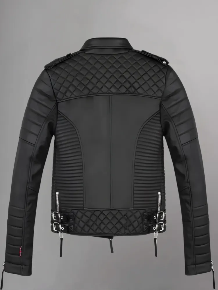 Women’s Boda Style Black Quilted Motorcycle Jacket