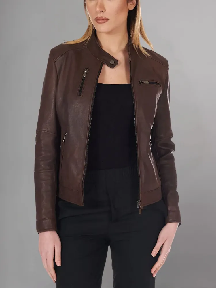 Womens Top Gun Vegan Black Leather Jacket