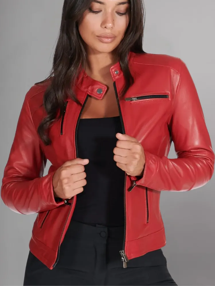 Womens Top Gun Vegan Black Leather Jacket