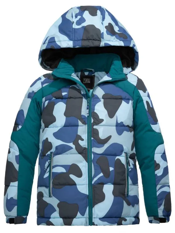 ZSHOW Boy's Hooded Puffer Jacket Fleece Outerwear Coat